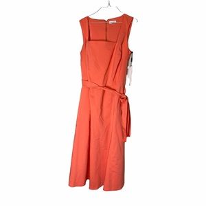 NWT Calvin Klein Belted Coral MIDI Dress